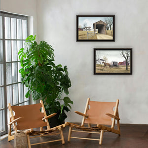 English Elm Trendy Decor 4u Billy Jacobs Rural Americana 2 Panel Black Framed Canvas Wall Art B067P254108