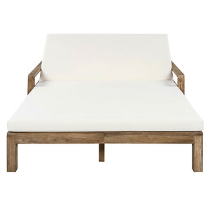 English Elm Trexm Solid Acacia Outdoor Daybed Farmhouse Slatted Frame with Adjustable Backrest TM000011AAA