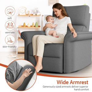 English Elm 270° Swivel Power Recliner Velvet Glider Rocker with Usb Ports for Living Room W1028S00057