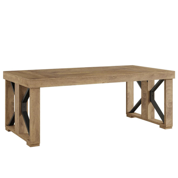 English Elm Home Executive Desk with Warm Brown Wood Grain Finish for Modern Spacious Workspaces T3971P463823