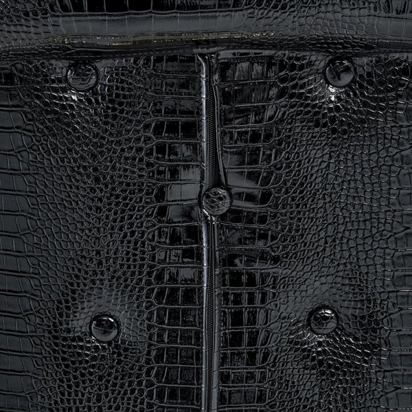 English Elm A Set of 2 Glam Faux Alligator Pvc Barstools with Crystal Buckle Detail W1512P491565
