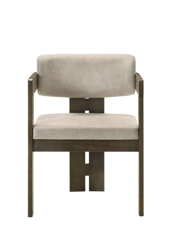English Elm Destin Light Gray Polished Microfiber Side Chair with Walnut Finish, Padded Comfort & Durable Frame B2726P246631