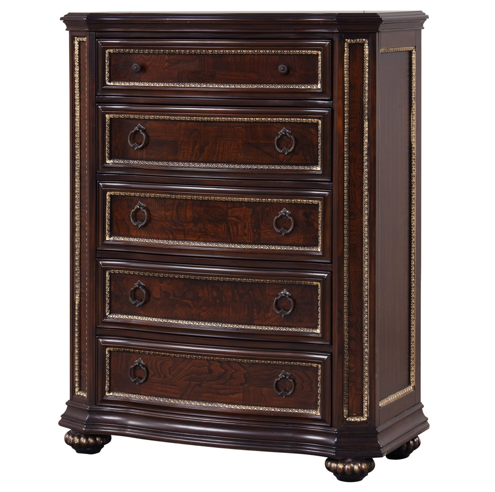 English Elm Paris G09300-D Dresser with Velvet-Lined Top Drawer, Wood Veneer Finish, Iron-Style Handles & Bun Feet Cherry 46 L x 23 W x 55 H B078P301567
