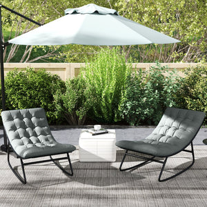 English Elm Outsunny Steel Frame Outdoor Rocking Chair Set with Mesh Seats and Thick Cushions W2225P485559