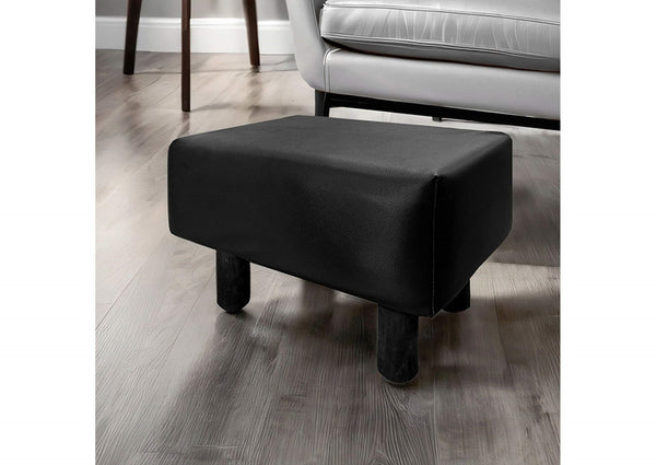 English Elm Contemporary compact footstool set of 2 with leatherette upholstery, solid wood frame, easy assembly, versatile seating Black 18 L x 13 W x 18 H B2741P338665