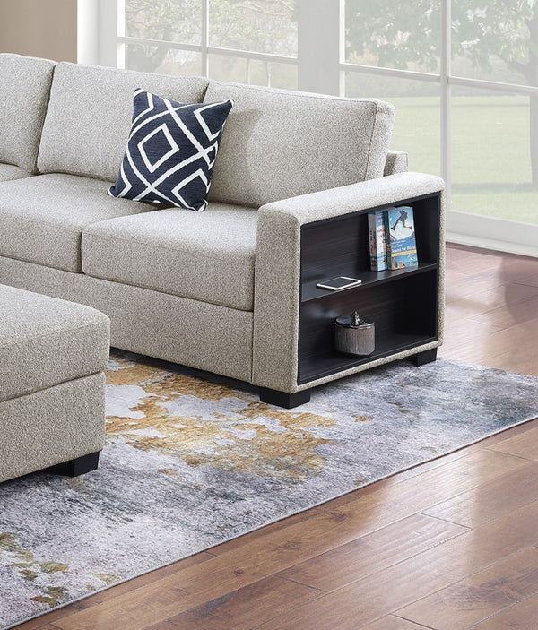 English Elm Contemporary 3-Piece Sectional Sofa Set in Ash Black Corduroy with RAF/LAF Chaise, Tufted Seats, Pillows - Stylish Low-Profile Design Beige 40 L x 26 W x 58 H B011S01786