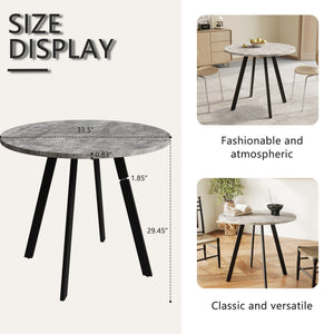 English Elm Modern Minimalist Circular Dining Table – Gray Cement Finish, Compact Design For Cafés & Offices W1727P251172