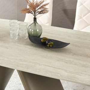 English Elm 1+6 Sintered Stone Extendable Dining Table Seats Six with Steel Base Modern W5630S00008