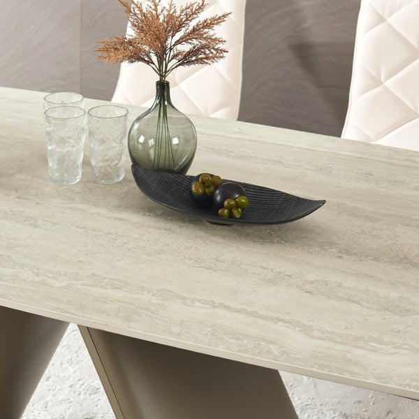 English Elm 1+6 Sintered Stone Extendable Dining Table Seats Six with Steel Base Modern W5630S00008