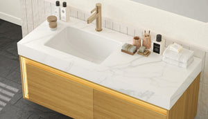 English Elm Nyah Carrara Sintered Stone Vanity Countertop with Undermount Ceramic Basin 48 Inch W2615P346344