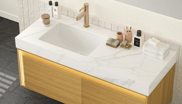 English Elm Nyah Carrara Sintered Stone Vanity Countertop with Undermount Ceramic Basin 48 Inch W2615P346344
