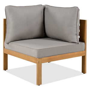 English Elm <old Old Sku Acacia Wood L-shaped Patio Sectional with Woven Rope Armrests Resort Cushioned Set Gray,Natural N704F201249E