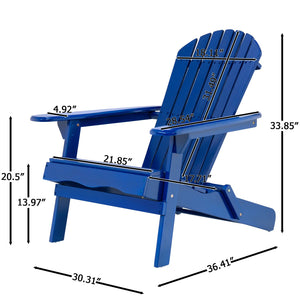 English Elm Christopher Knight Home® - Malibu Foldable Adirondack Chair - Coastal Blue Acacia Wood, Rustic Design With Comfort & Style N770P241668C