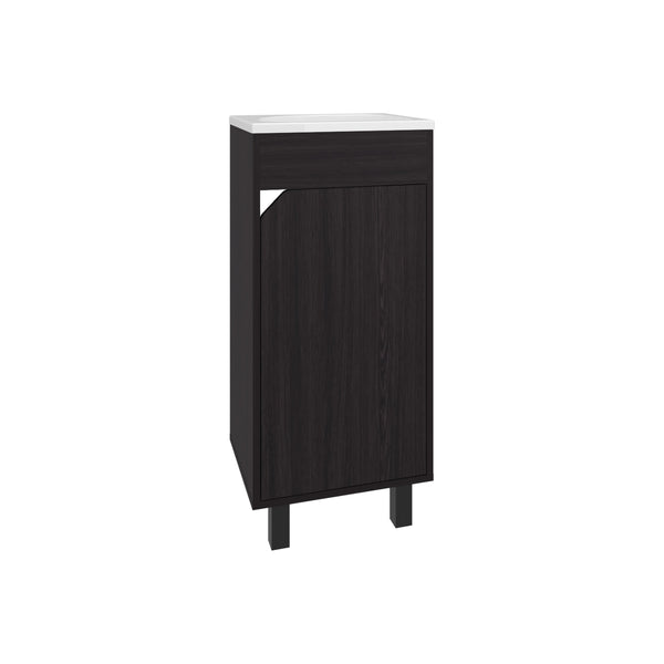 English Elm Bathroom Sleek Single-Door Vanity with Integrated Sink — Modern Minimalist Engineered Wood Storage, Durable & Eco-Friendly Black 33.86 L x 18.9 W x 11.42 H B097P296887