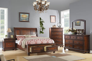 English Elm Traditional Seven Drawer Cherry Dresser with Bun Feet and Classic Hardware for Bedroom B011P448872