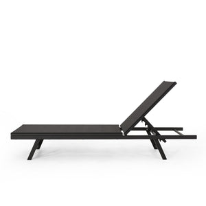 English Elm Christopher Knight Home® - SALTON Chaise Lounge with Breathable Nylon Mesh Seating, Lightweight Recliner for Outdoor Comfort and Style Black 60919.00BLKMSHMP2