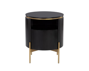 Sunpan Paloma End Table - Luxurious Sculptural Design with Antique Gold Accents for Elegant Interiors Black