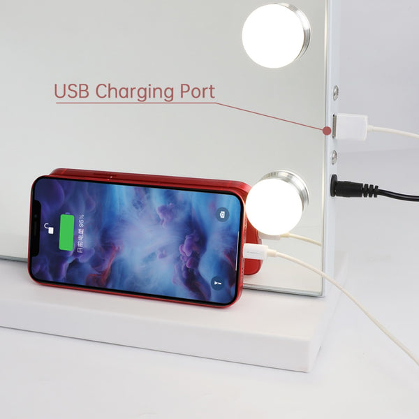 English Elm Vanity Mirror With 18 Led Lights, 3 Color Modes & Usb Charging – Perfect For Makeup & Grooming! W3660P373021-GIGA