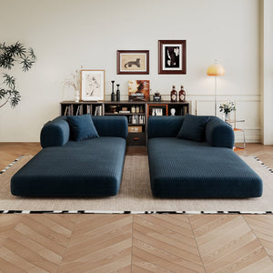 English Elm 78.8" Compression Sofa Convertible Floor Bed with Corduroy Fabric, No-Assembly Modular Futon, Supportive Backrest and Armrests Blue W2824P373438