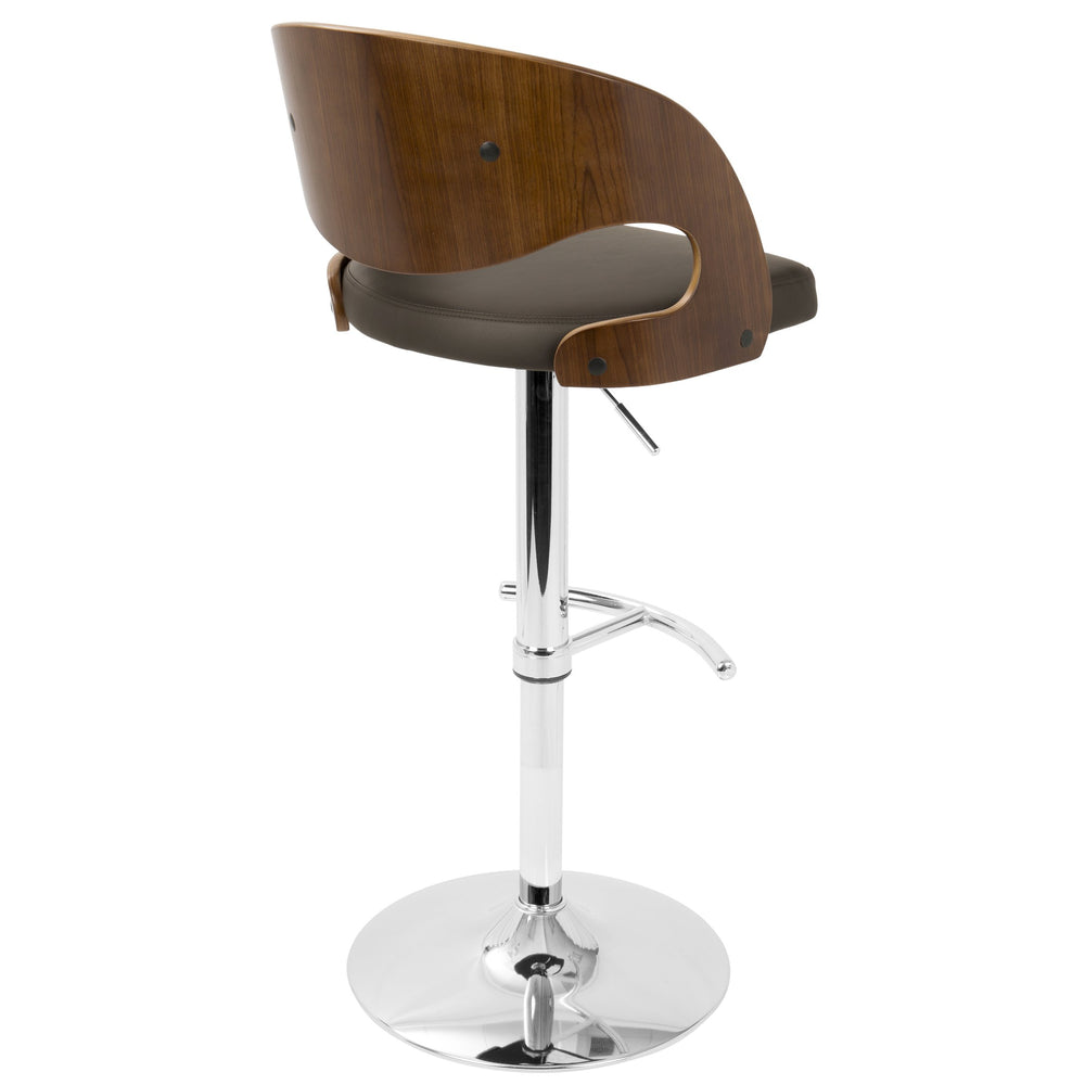 English Elm Pino Mid-Century Modern Adjustable Barstool with Swivel, Hydraulic Height, Cushioned Faux Leather Seat Brown B202P222409