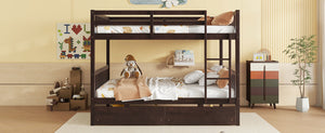 English Elm Full Full Over Full Rubber Wood Bunk Bed With 2 Storage Drawers, Convertible Into 2 Separate Beds, Espresso W504S00196