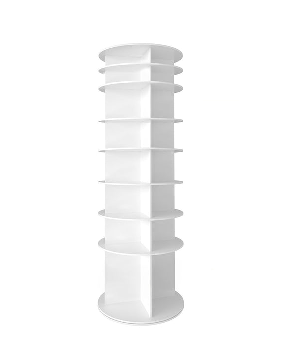English Elm 8 Tier Rotating Shoe Rack Tower - 360° Spinning Organizer Holds 28 Pairs, Sturdy PVC Space-Saver White W2641P303444