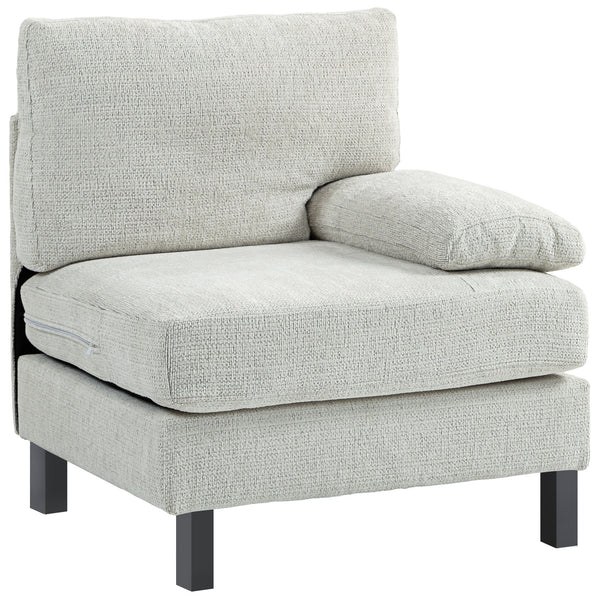 English Elm Homcom Right-Facing Armchair Module For Customizable Sectional Sofa, Cream White With Pocket Spring Comfort W2225P229503