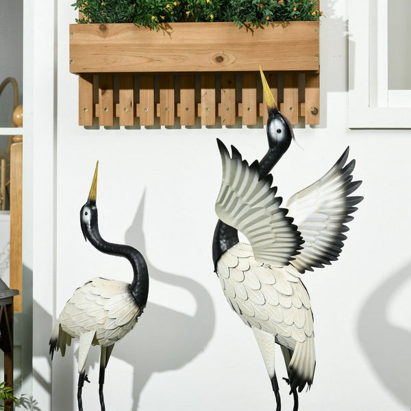 English Elm Outsunny Metal Heron Sculptures Set of 2 Hand Painted Outdoor Garden Yard Art Decor W2225P174547