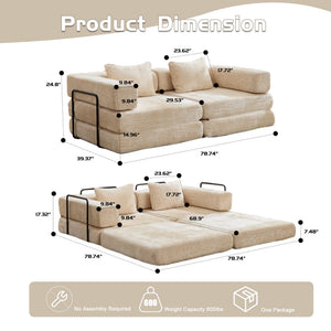 English Elm Compression Convertible Floor Sofa Bed – Stylish Chenille Loveseat & Modular Seating Solution For Small Spaces W3723P345635
