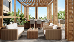 Sunpan TIBI Sofa - Elegant Natural Curved Design in Louis Cream for Outdoor and Indoor Relaxation Spaces 111861V