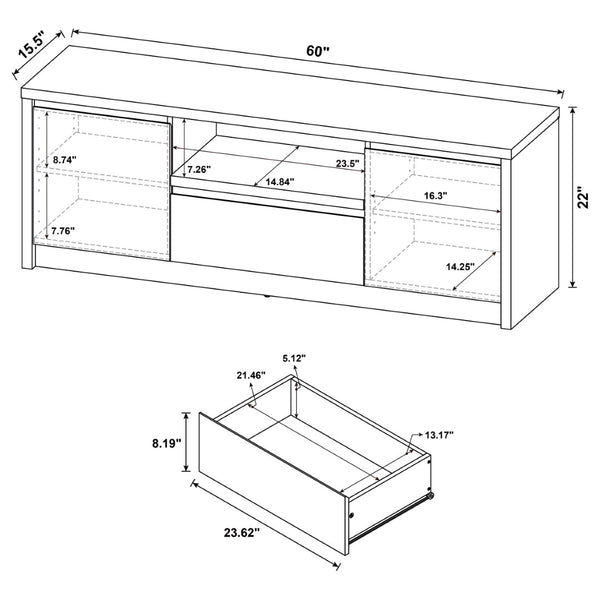 English Elm Sloat Matte Black Media Console with Dual Drawers and Concealed Cabinet Storage B062P451931