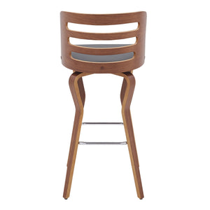 English Elm Lusera 30" Swivel Bar Stool - Gray Faux Leather & Walnut Wood - Contemporary Comfort & Style B2736P268524