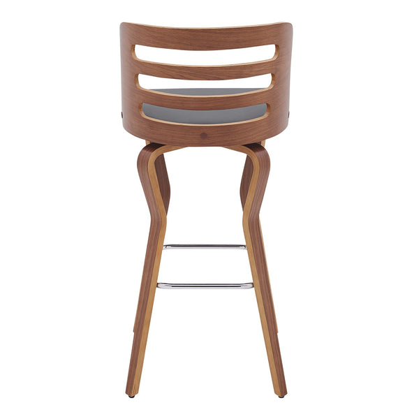 English Elm Lusera 30" Swivel Bar Stool - Gray Faux Leather & Walnut Wood - Contemporary Comfort & Style B2736P268524