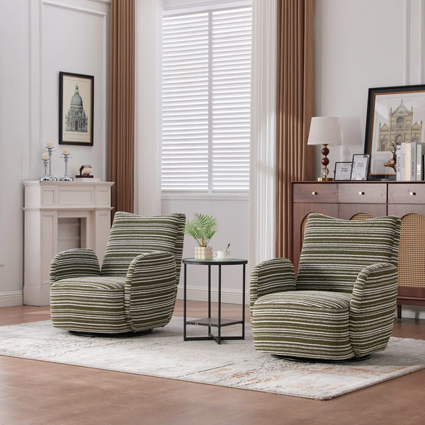 English Elm Modern 360° Swivel Boucle Armchair with High-Resilience Sponge, 550lb Capacity, Cozy Lounge Accent Chair Olive Green W395P355490