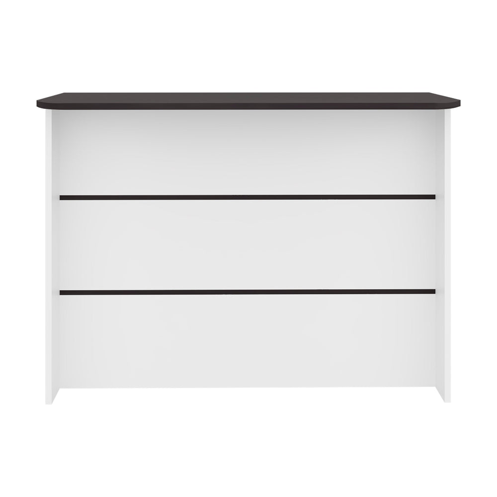 English Elm Wenge Modern Kitchen Island with White Contrast, Ample Storage, Melamine Finish, Stylish 47" wide B062P402102