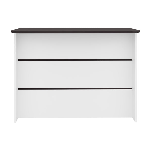 English Elm Wenge Modern Kitchen Island with White Contrast, Ample Storage, Melamine Finish, Stylish 47" wide B062P402102