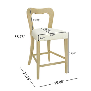English Elm Christopher Knight Home® - Counter Stool with Curved Ergonomic Back, Solid Rubberwood Frame and Plush Upholstered Seat for Comfort Beige,Natural Ash N771P254008A