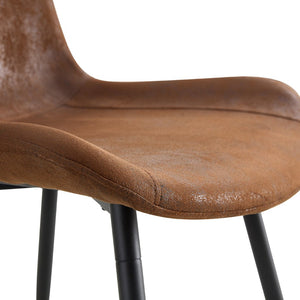 English Elm Table and Chair Set Wood Grain Mdf Top Six Seat Dining with Brown Suede Upholstered Chairs W1151S01954