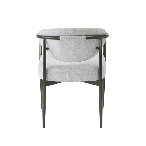 English Elm Modern Upholstered Armchair Set Two Beige Cushioned Seats with Bronze Iron Legs N762P329075A
