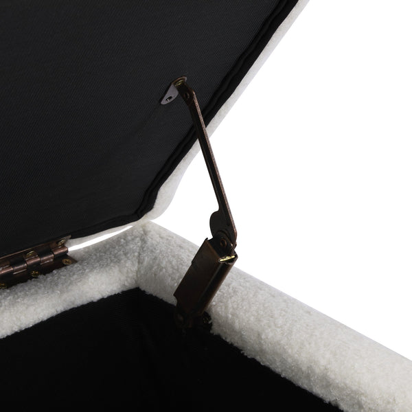 English Elm Christopher Knight Home® - Storage Ottoman Boucle Fabric Flip-Top with Birch Wood Legs, 250 lb Capacity, Compact Stylish Organizer Dark Brown,White N779P291641W