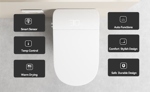 English Elm Unique Smart Bidet Toilet with Auto Open Seat Warm Dryer and Hands Free Flush W3133P414562