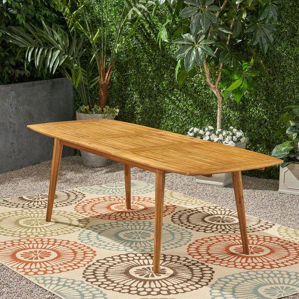 English Elm Christopher Knight Home® - Outdoor Acacia Wood Expandable Dining Table with Slatted Top and Tapered Legs for Stylish Al Fresco Hosting Teak 65428.00