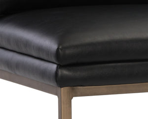 Sunpan PAIGE Counter Stool - Stylish Bravo Black Faux Leather with Antique Brass Legs for Modern Spaces 105944
