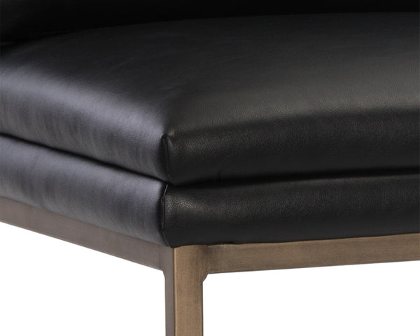 Sunpan PAIGE Counter Stool - Stylish Bravo Black Faux Leather with Antique Brass Legs for Modern Spaces 105944