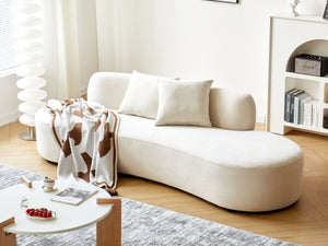 English Elm 90" Curved Sofa with Velvet Upholstery, Ergonomic Half-Moon 4-Seater with High-Density Foam Comfort Ivory B2735P320308