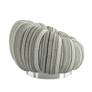 English Elm Wallace & Bay - Black Pumpkin Swivel Accent Chair — Modern Black Mixed Stripe Fabric, Compact 38" L x 37" W Stylish Comfort B361P384408