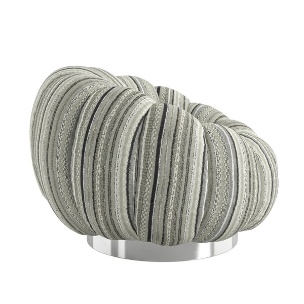 English Elm Wallace & Bay - Black Pumpkin Swivel Accent Chair — Modern Black Mixed Stripe Fabric, Compact 38" L x 37" W Stylish Comfort B361P384408