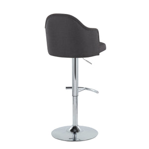 English Elm Ahoy Adjustable Barstools Set Of 2 In Charcoal Fabric & Chrome - Modern Comfort With Swivel Design B202S00733