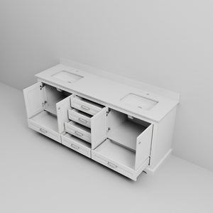 English Elm White Double Bath Vanity 80 in W x 22 in D with Cultured Marble Top, Solid Wood, Soft-Close Drawers B2731P258398