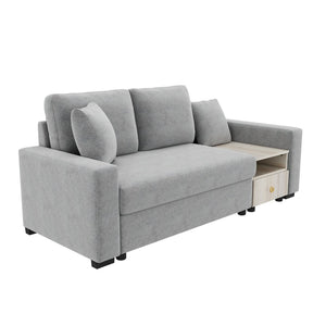 English Elm Modern Chenille Upholstered Sofa with Console Storage Armrest for Living Room Grey N763S000062E